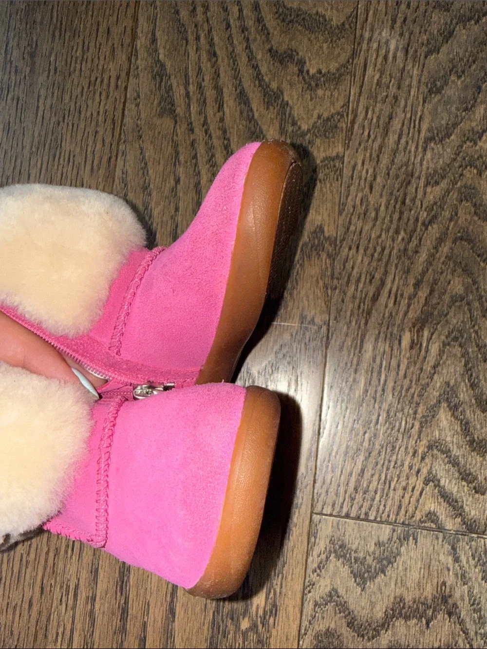 UGG Pink Shearling-Trim Kids Boots size 6 baby walker euc